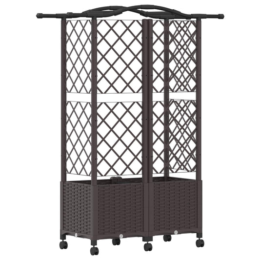 Hevet Bed med Trellis og Tak Brun 122 x 40 x 144 cm PP