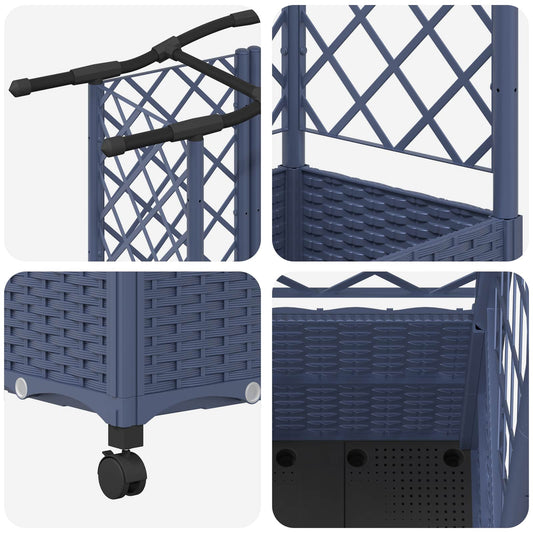 Hevet Bed med Trellis og Tak Grå 122 x 40 x 144 cm PP