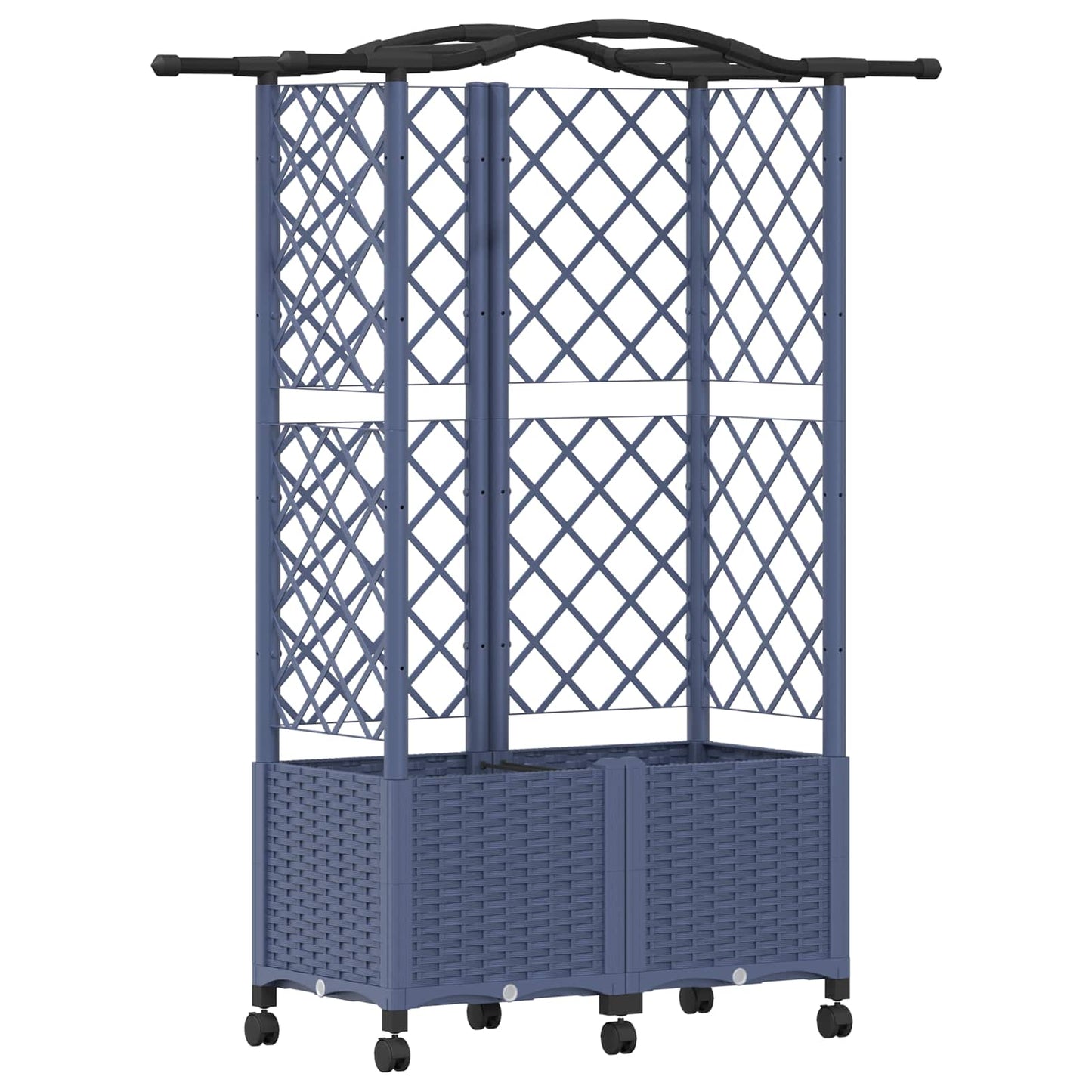 Hevet Bed med Trellis og Tak Grå 122 x 40 x 144 cm PP
