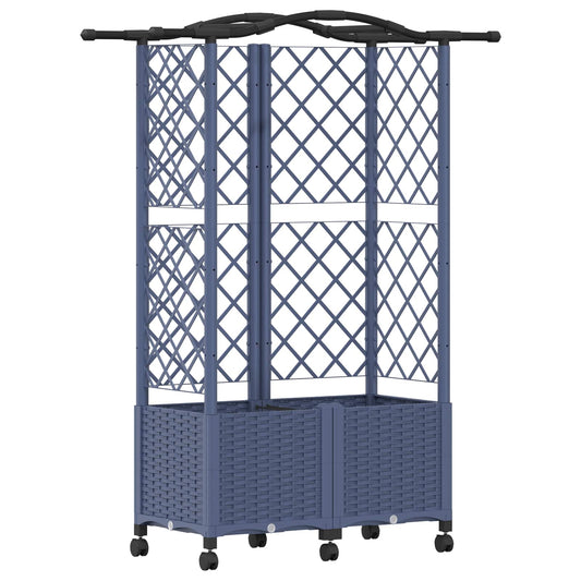 Hevet Bed med Trellis og Tak Grå 122 x 40 x 144 cm PP