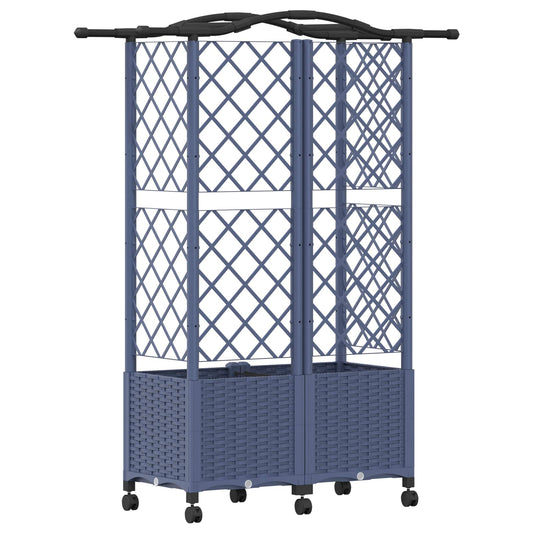Hevet Bed med Trellis og Tak Grå 122 x 40 x 144 cm PP