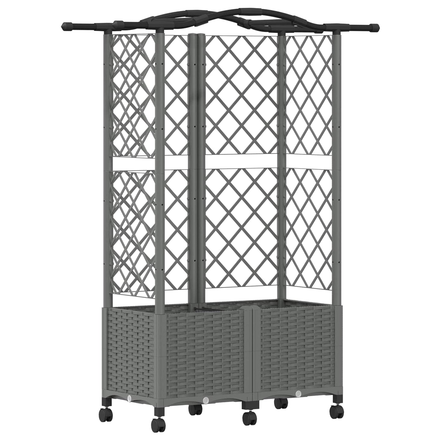 Hevet Bed med Trellis og Tak Lysegrå 122 x 40 x 144 cm PP