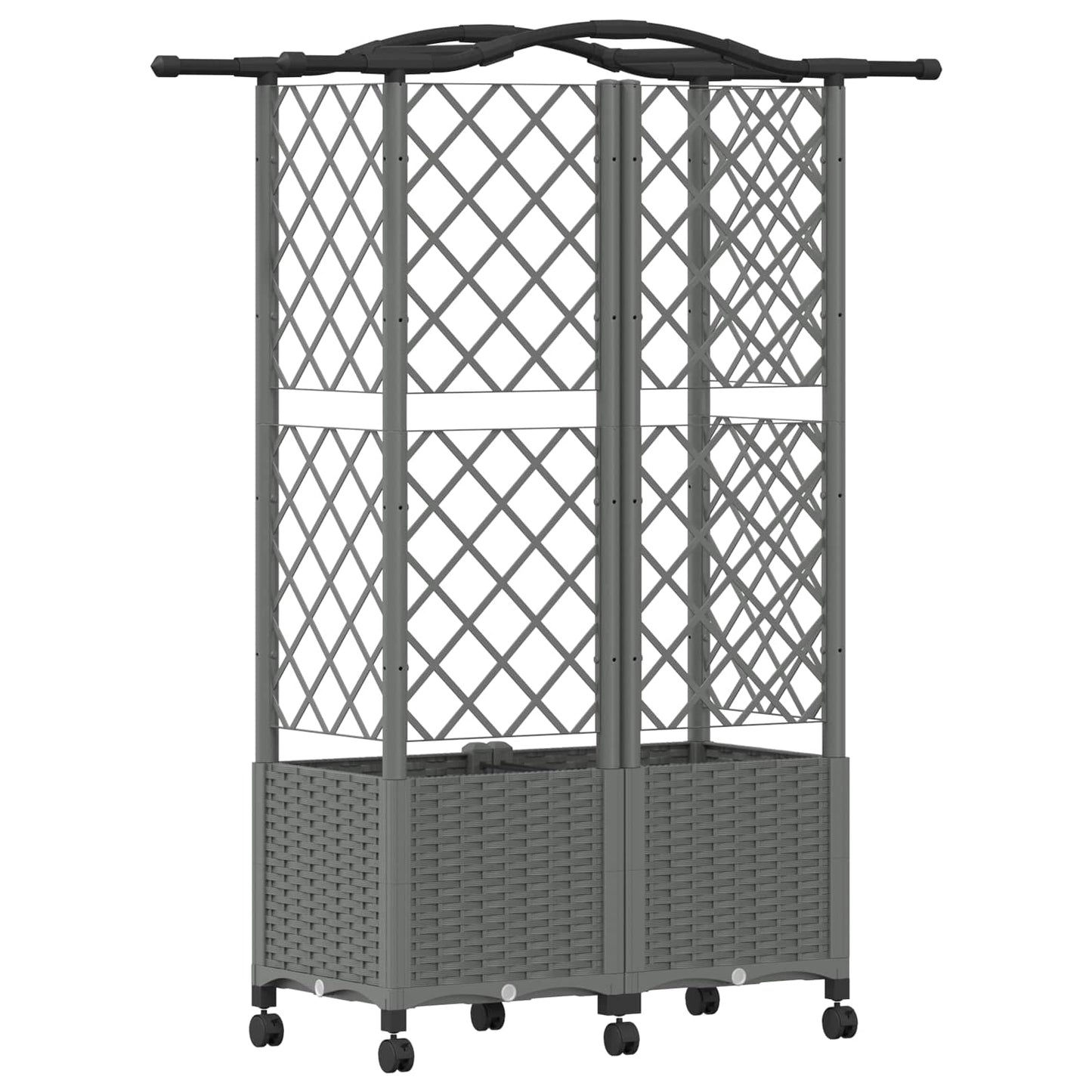 Hevet Bed med Trellis og Tak Lysegrå 122 x 40 x 144 cm PP