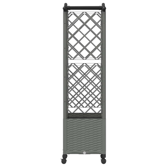 Hevet Bed med Trellis og Tak Lysegrå 122 x 40 x 144 cm PP