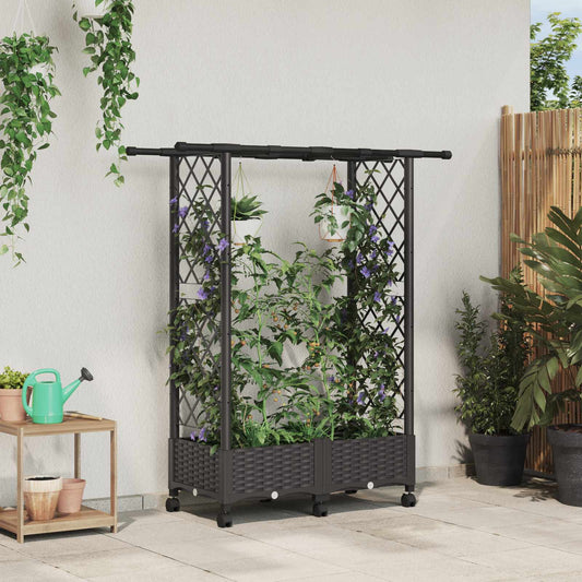 Hevet Bed med Trellis og Tak Brun 122,5 x 40 x 127 cm PP