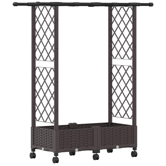 Hevet Bed med Trellis og Tak Brun 122,5 x 40 x 127 cm PP