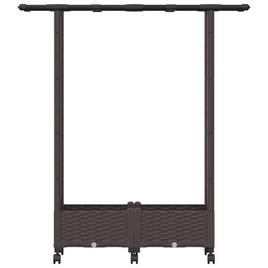 Hevet Bed med Trellis og Tak Brun 122,5 x 40 x 127 cm PP