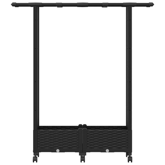 Hevet Bed med Trellis og Tak Svart 122,5 x 40 x 127 cm PP