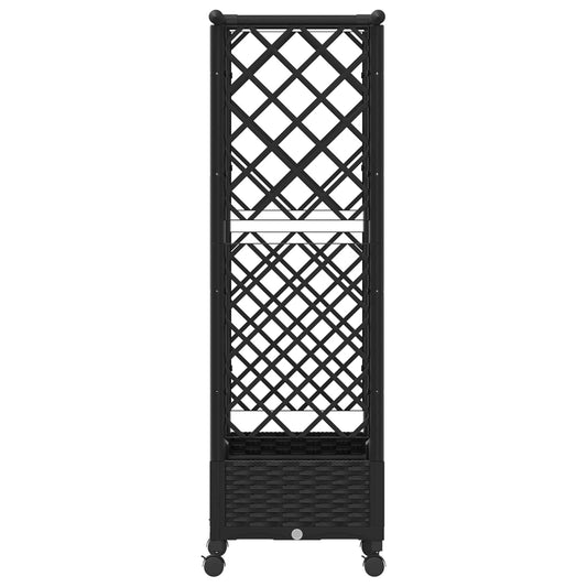 Hevet Bed med Trellis og Tak Svart 122,5 x 40 x 127 cm PP