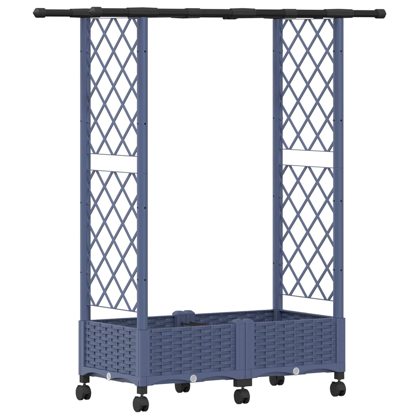 Hevet Bed med Trellis og Tak Grå 122,5 x 40 x 127 cm PP