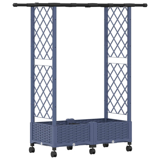 Hevet Bed med Trellis og Tak Grå 122,5 x 40 x 127 cm PP