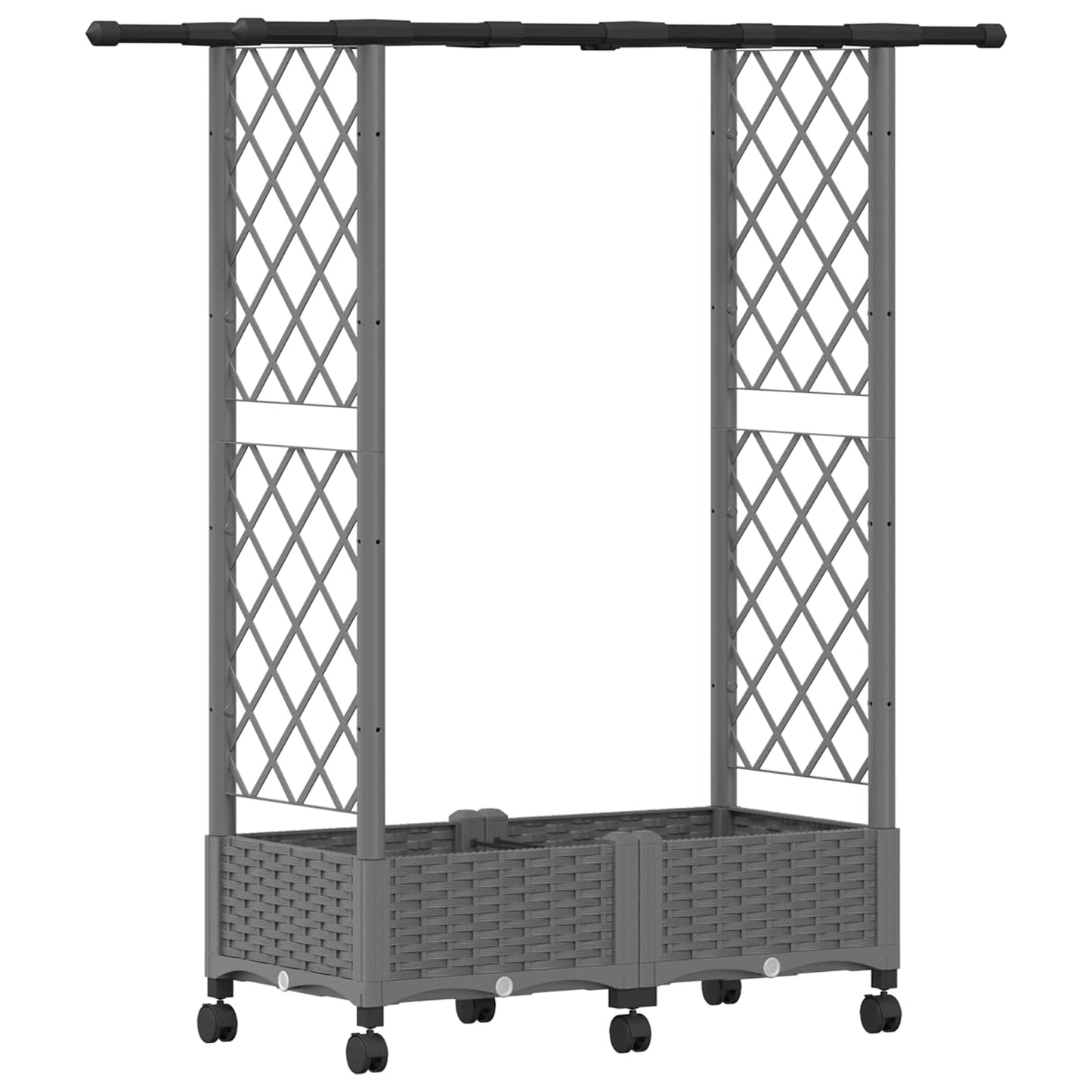 Hevet Bed med Trellis og Tak Lysegrå 122,5 x 40 x 127 cm PP