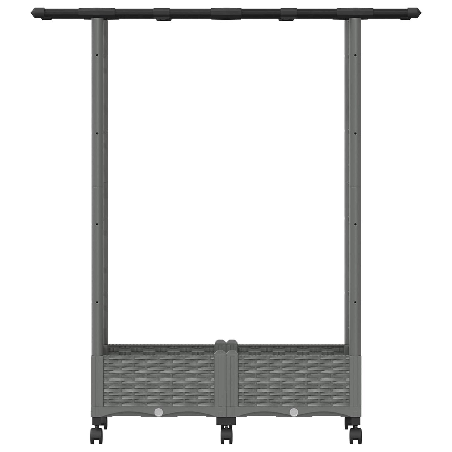 Hevet Bed med Trellis og Tak Lysegrå 122,5 x 40 x 127 cm PP