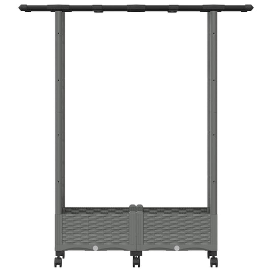 Hevet Bed med Trellis og Tak Lysegrå 122,5 x 40 x 127 cm PP