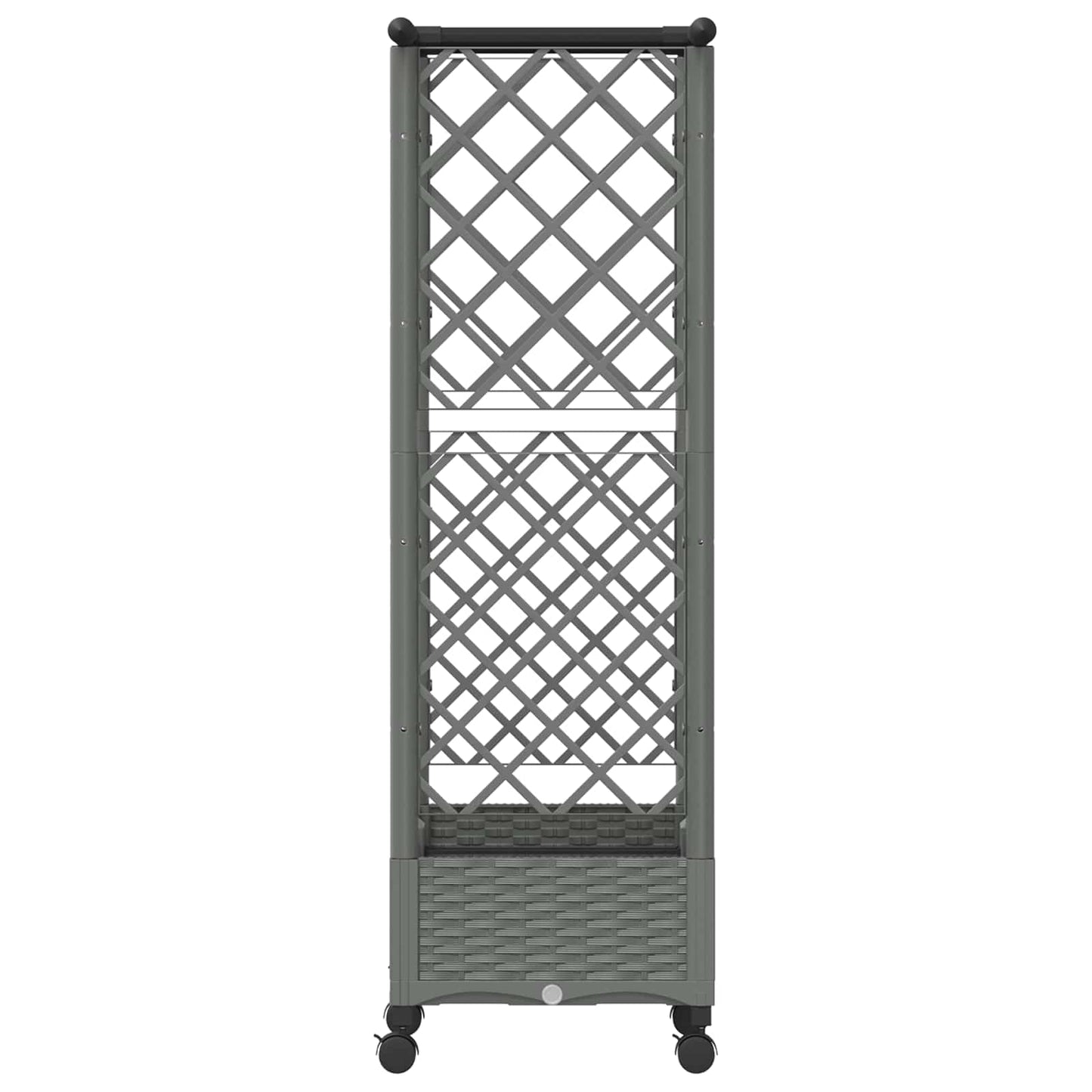 Hevet Bed med Trellis og Tak Lysegrå 122,5 x 40 x 127 cm PP