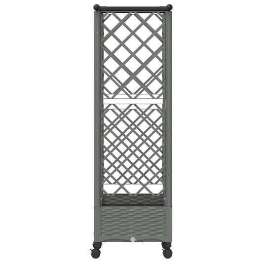 Hevet Bed med Trellis og Tak Lysegrå 122,5 x 40 x 127 cm PP