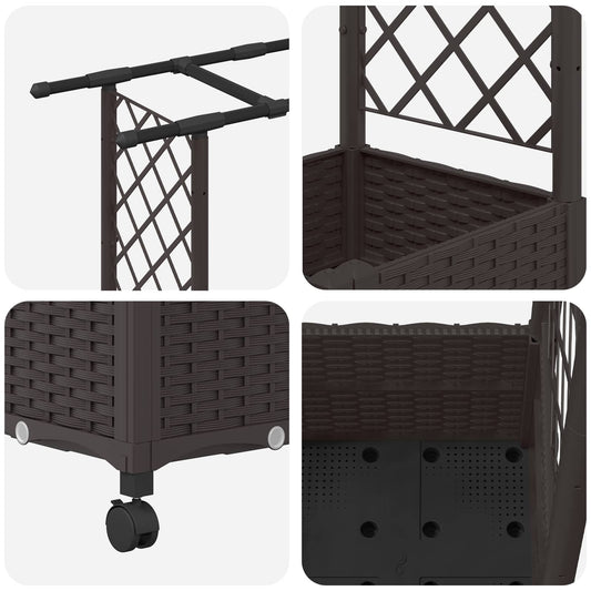 Hevet Bed med Trellis og Tak Brun 124,5 x 40 x 142 cm PP