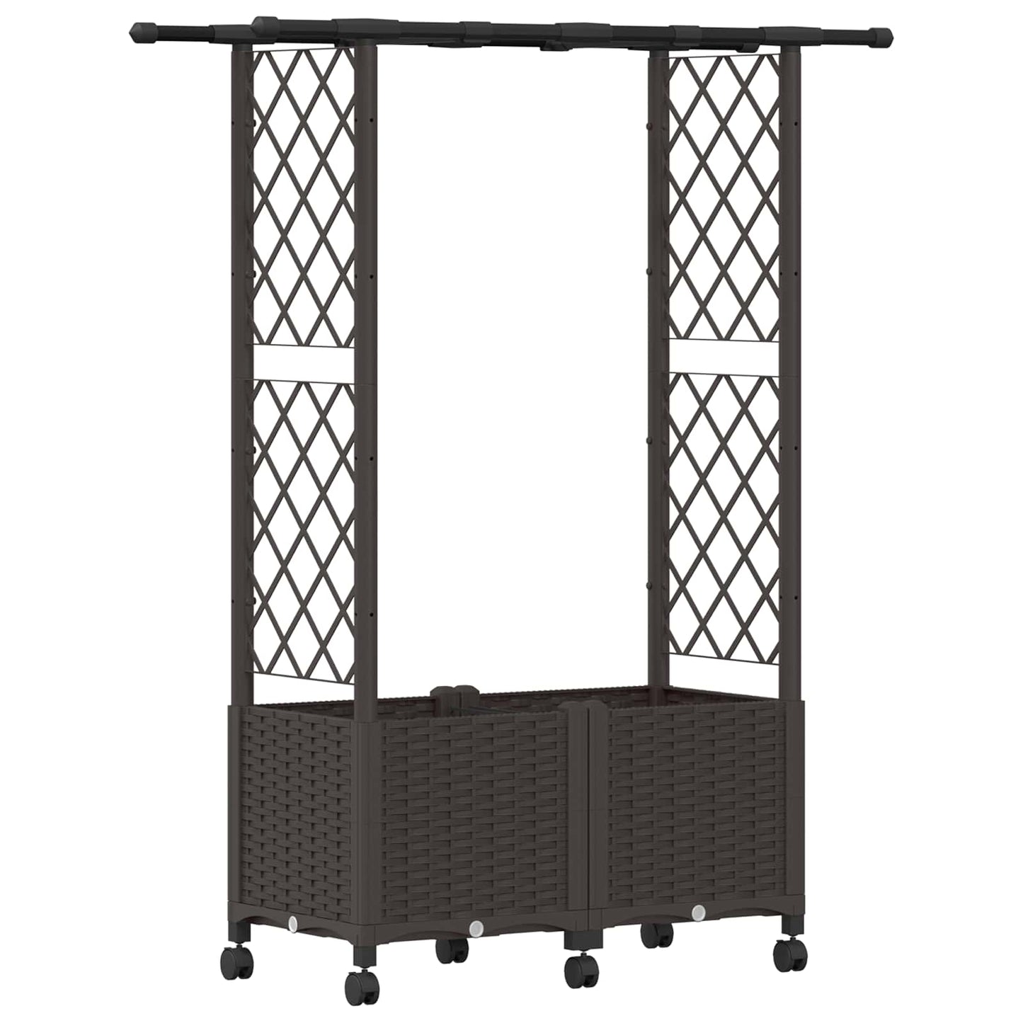 Hevet Bed med Trellis og Tak Brun 124,5 x 40 x 142 cm PP