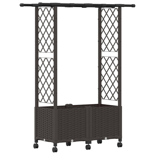 Hevet Bed med Trellis og Tak Brun 124,5 x 40 x 142 cm PP