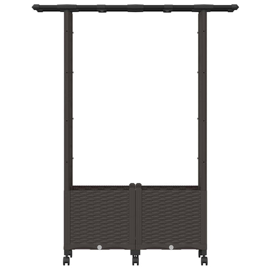 Hevet Bed med Trellis og Tak Brun 124,5 x 40 x 142 cm PP