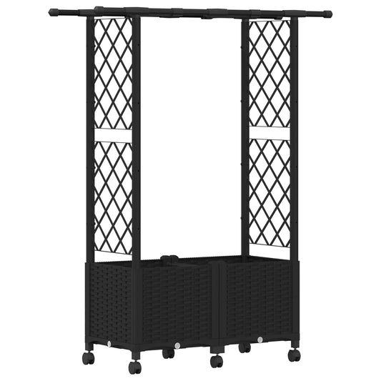 Hevet Bed med Trellis og Tak Svart 124,5 x 40 x 142 cm PP