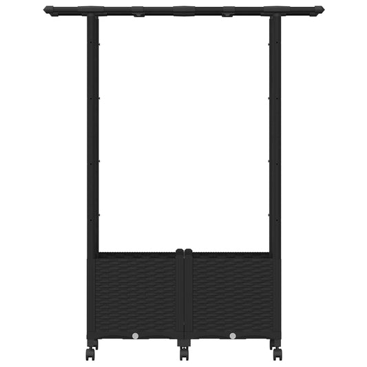 Hevet Bed med Trellis og Tak Svart 124,5 x 40 x 142 cm PP