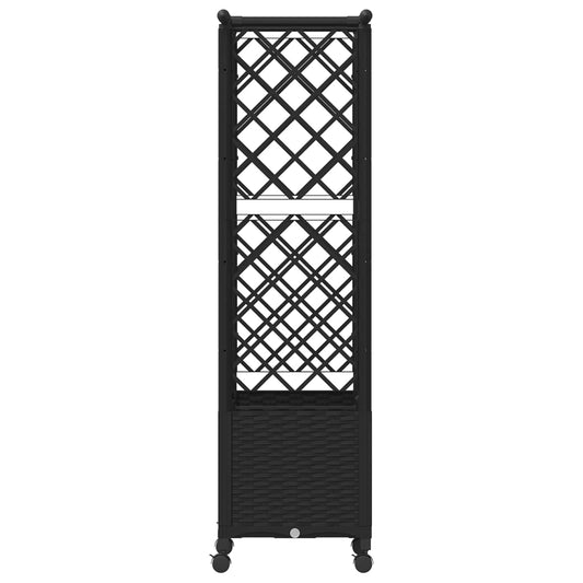 Hevet Bed med Trellis og Tak Svart 124,5 x 40 x 142 cm PP