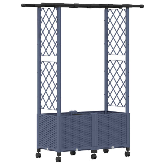 Hevet Bed med Trellis og Tak Grå 124,5 x 40 x 142 cm PP