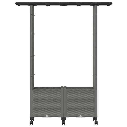 Hevet Bed med Trellis og Tak Lysegrå 124,5 x 40 x 142 cm PP