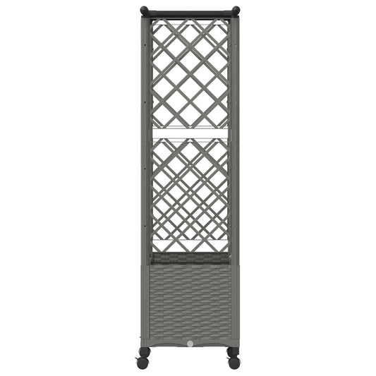Hevet Bed med Trellis og Tak Lysegrå 124,5 x 40 x 142 cm PP
