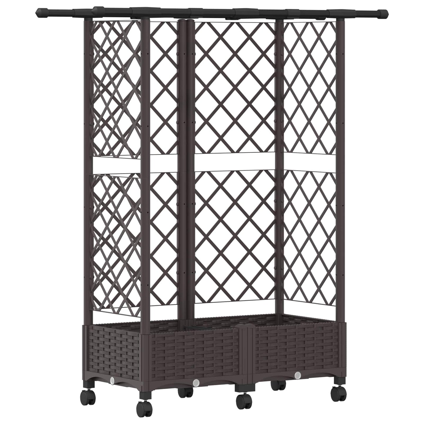 Hevet Bed med Trellis og Tak Brun 124 x 40 x 127 cm PP