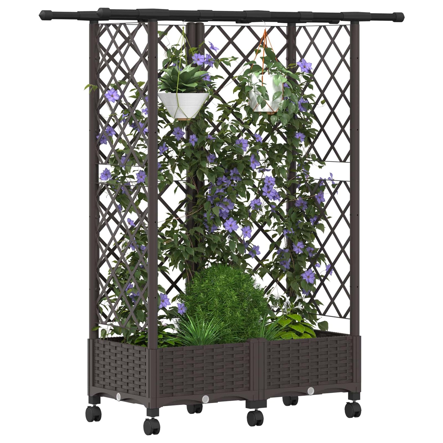 Hevet Bed med Trellis og Tak Brun 124 x 40 x 127 cm PP
