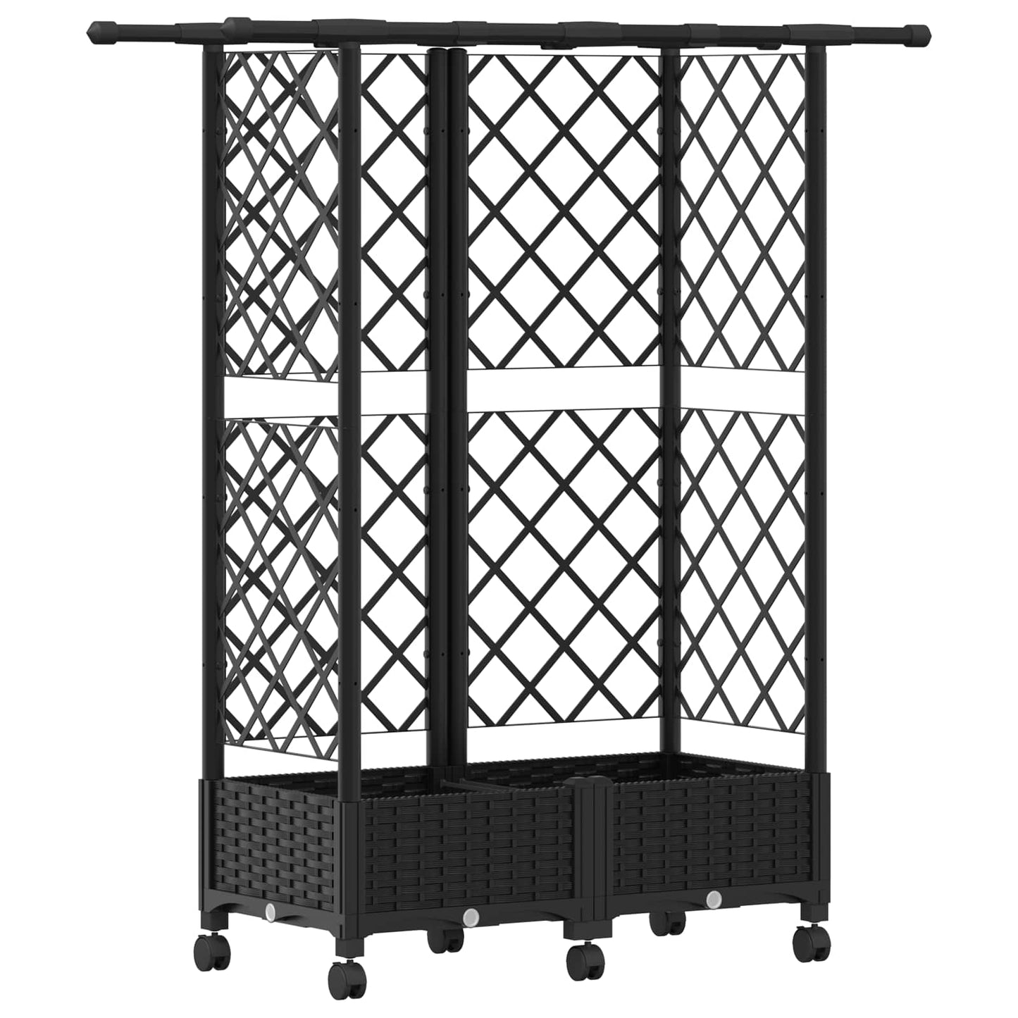 Hevet Bed med Trellis og Tak Svart 124 x 40 x 127 cm PP