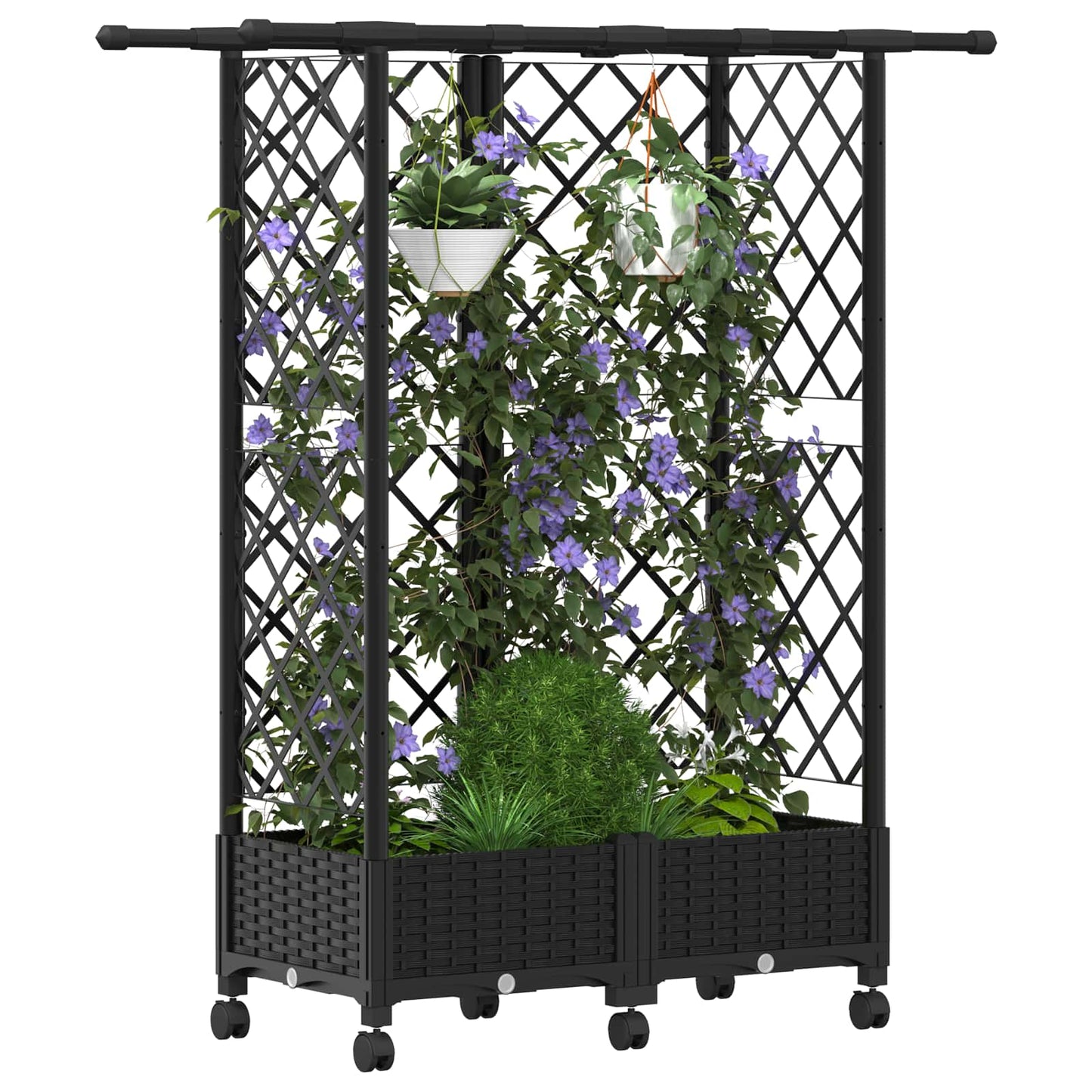 Hevet Bed med Trellis og Tak Svart 124 x 40 x 127 cm PP