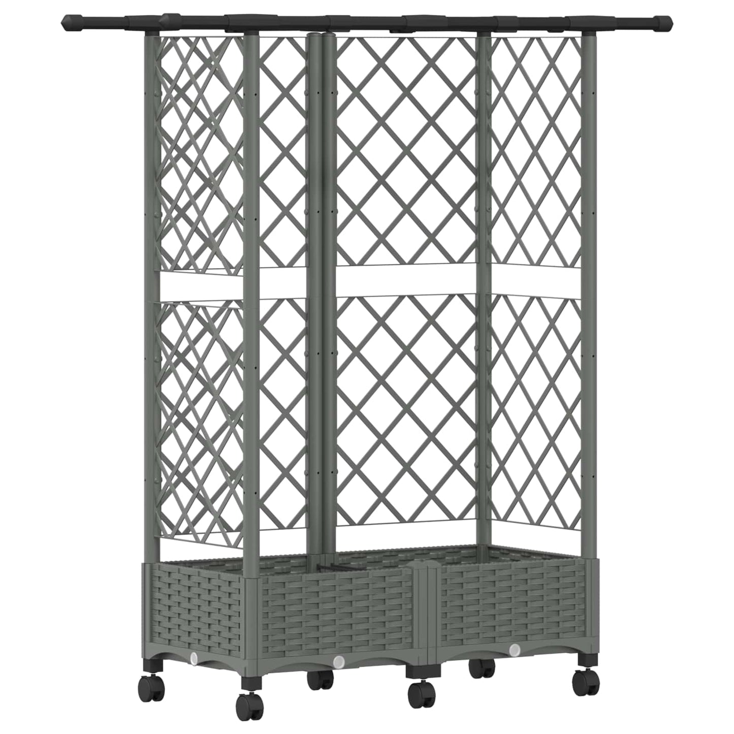Hevet Bed med Trellis og Tak Lysegrå 124 x 40 x 127 cm PP