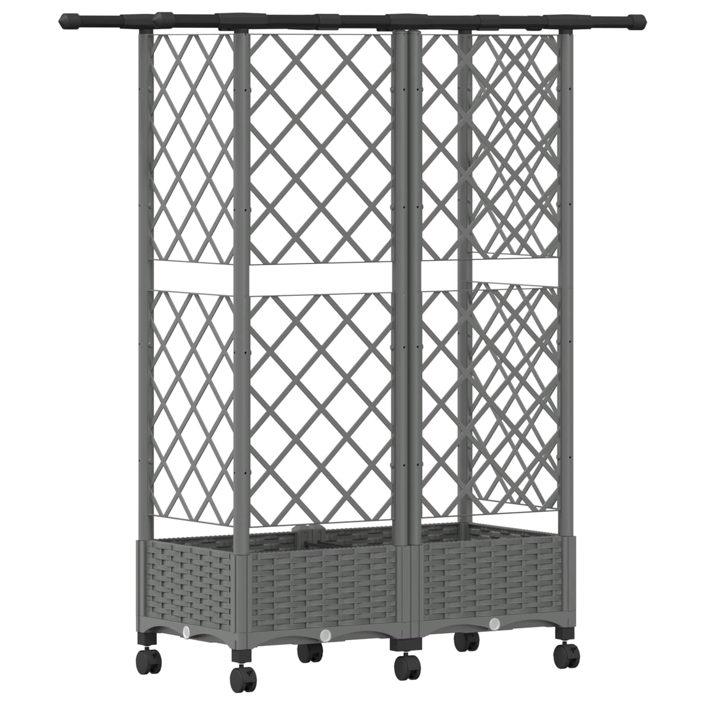 Hevet Bed med Trellis og Tak Lysegrå 124 x 40 x 127 cm PP