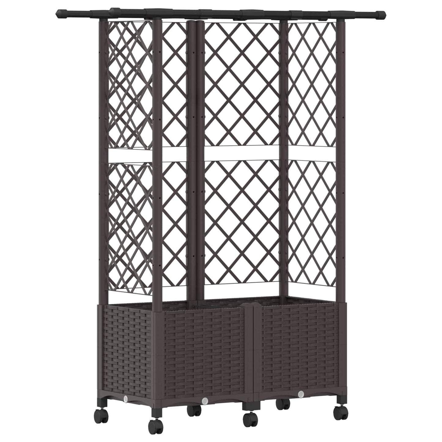 Hevet Bed med Trellis og Tak Brun 124 x 40 x 142 cm PP