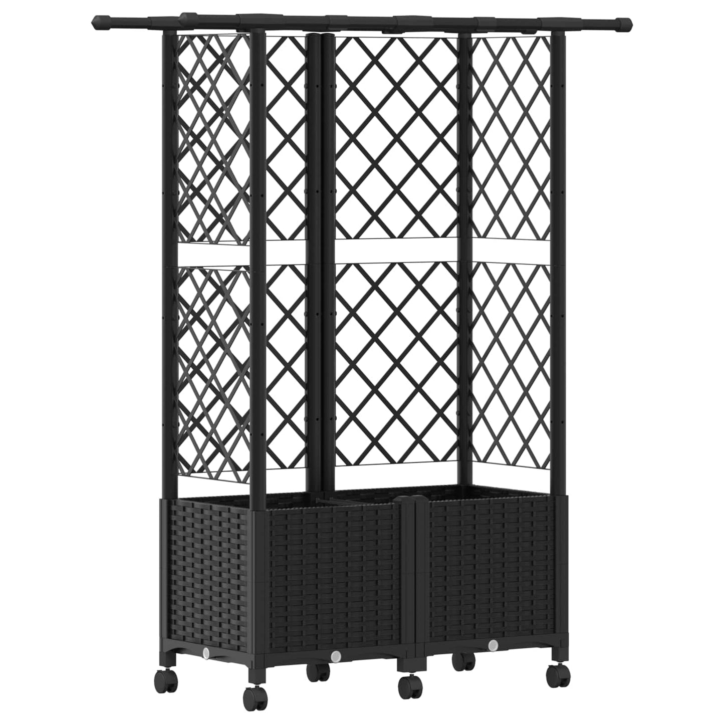 Hevet Bed med Trellis og Tak Svart 124 x 40 x 142 cm PP