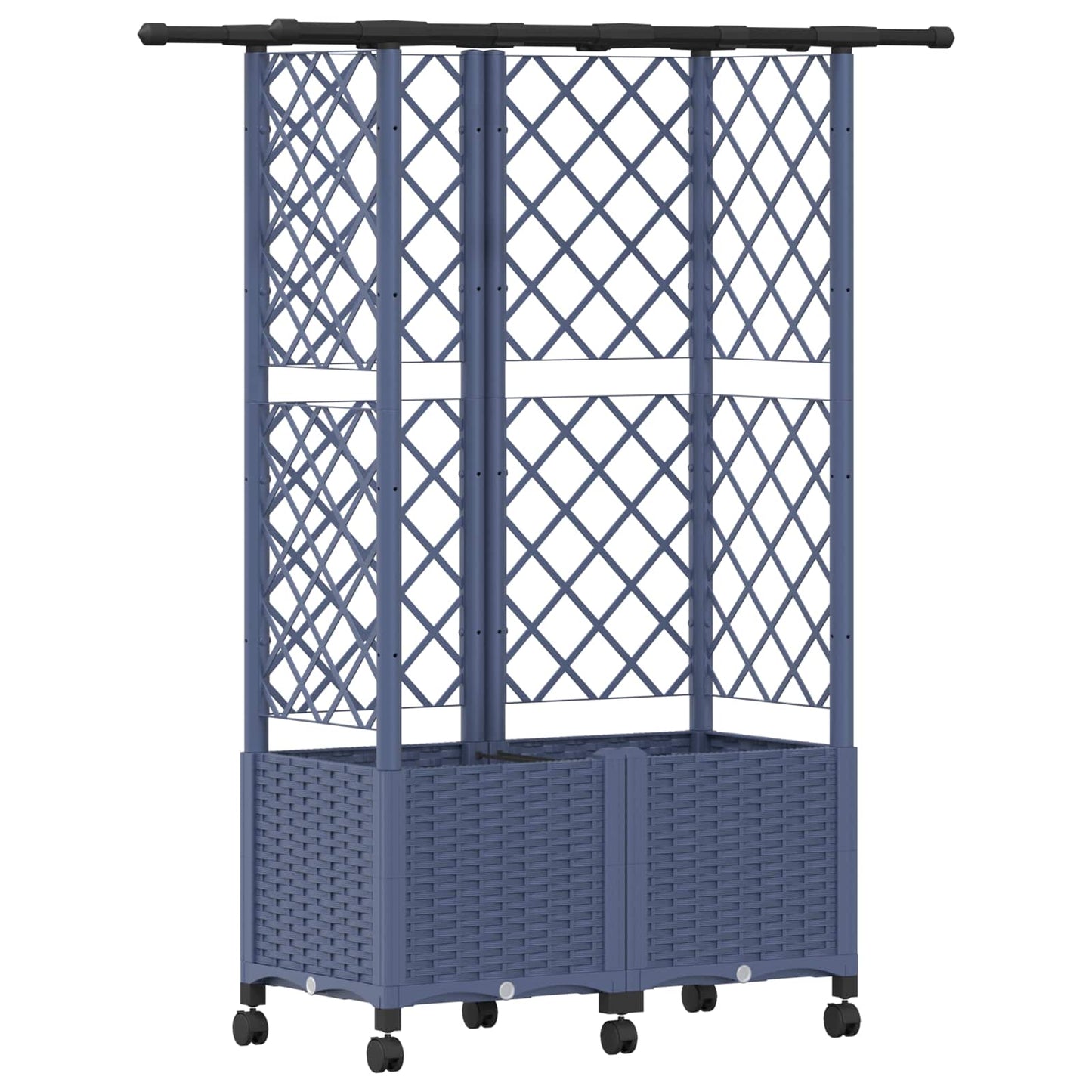 Hevet Bed med Trellis og Tak Grå 124 x 40 x 142 cm PP