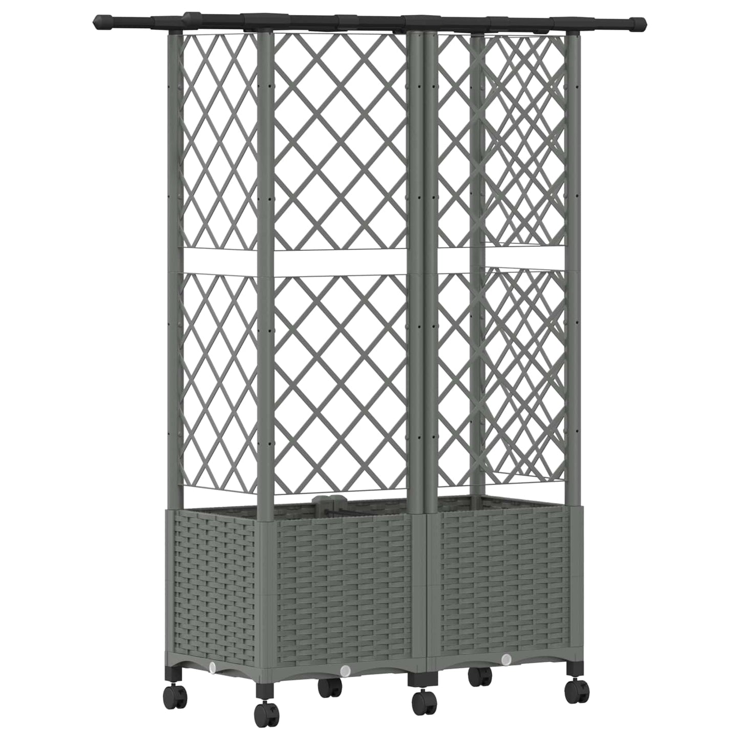 Hevet Bed med Trellis og Tak Lysegrå 124 x 40 x 142 cm PP
