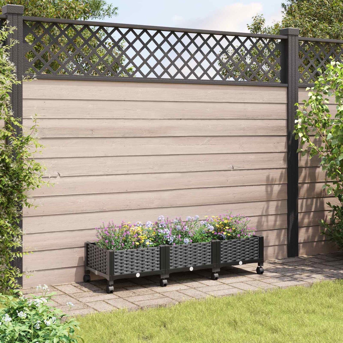 Hagekrukke med hjul Svart 120 x 40 x 29 cm PP