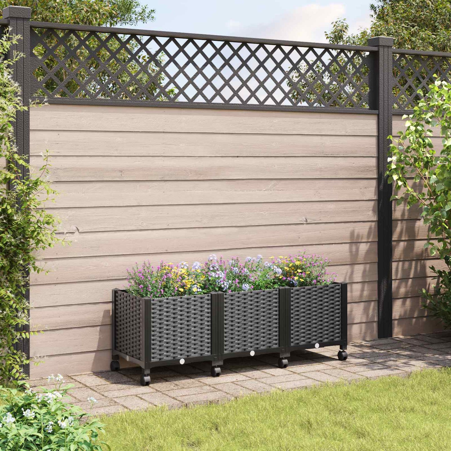 Hagekrukke med hjul Svart 120 x 40 x 44 cm PP