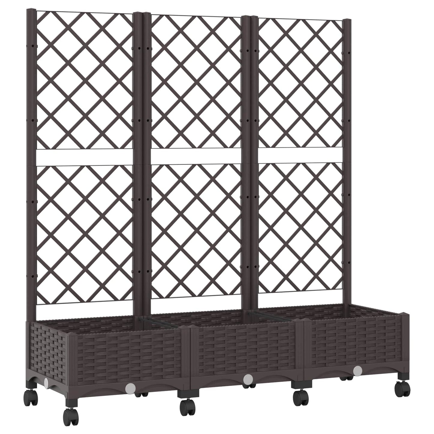 Hageplanter med espalier og hjul Brun 120 x 40 x 131,5 cm PP