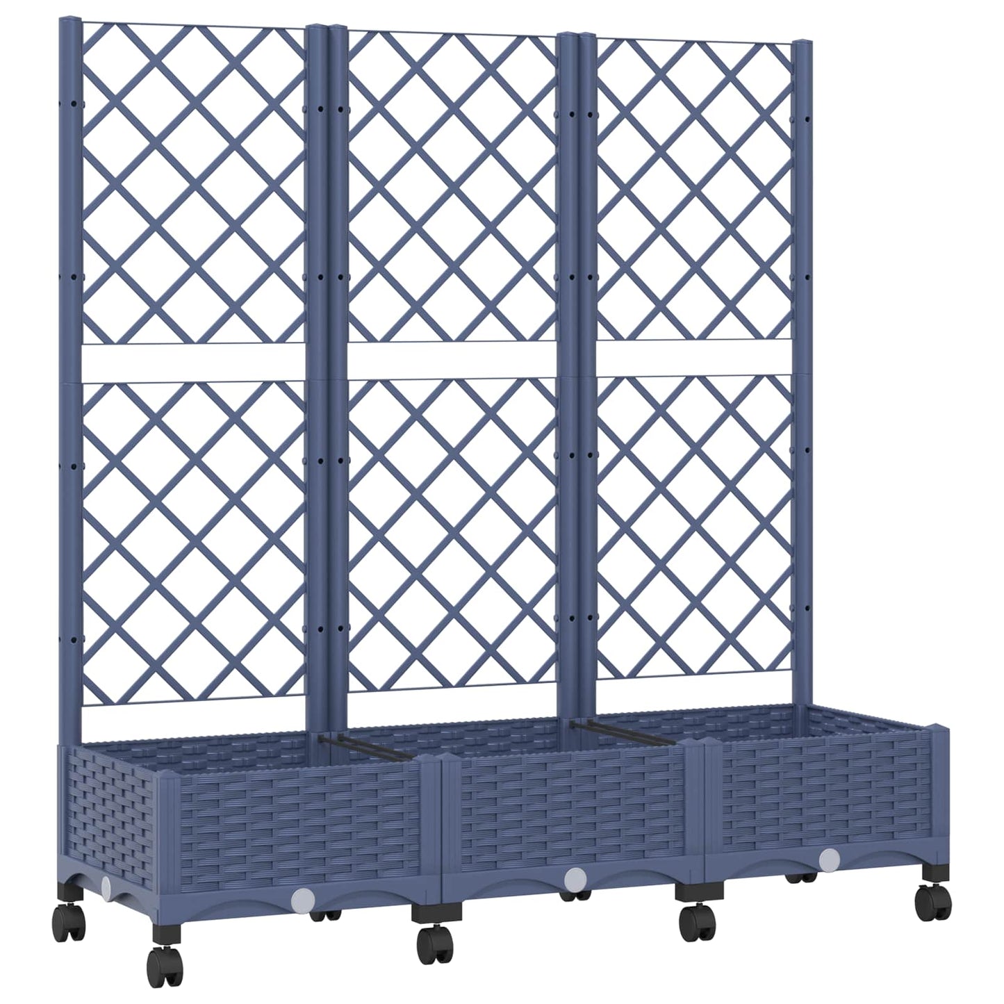 Hageplanter med espalier og hjul Blågrå 120 x 40 x 131,5 cm PP