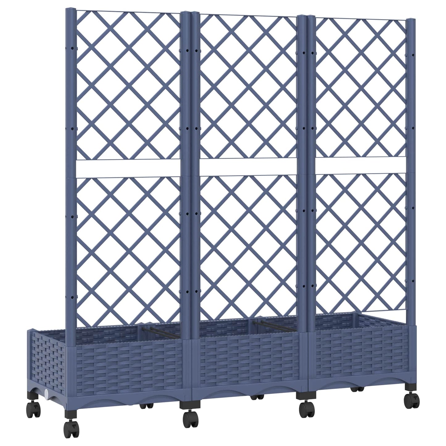Hageplanter med espalier og hjul Blågrå 120 x 40 x 131,5 cm PP