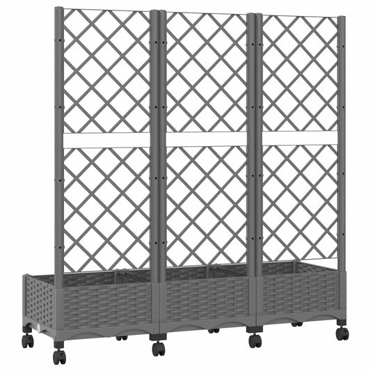 Hageplanter med espalier og hjul Lysegrå 120 x 40 x 131,5 cm PP