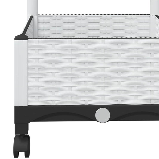 Hageplanter med espalier og hjul Hvit 120 x 40 x 131,5 cm PP