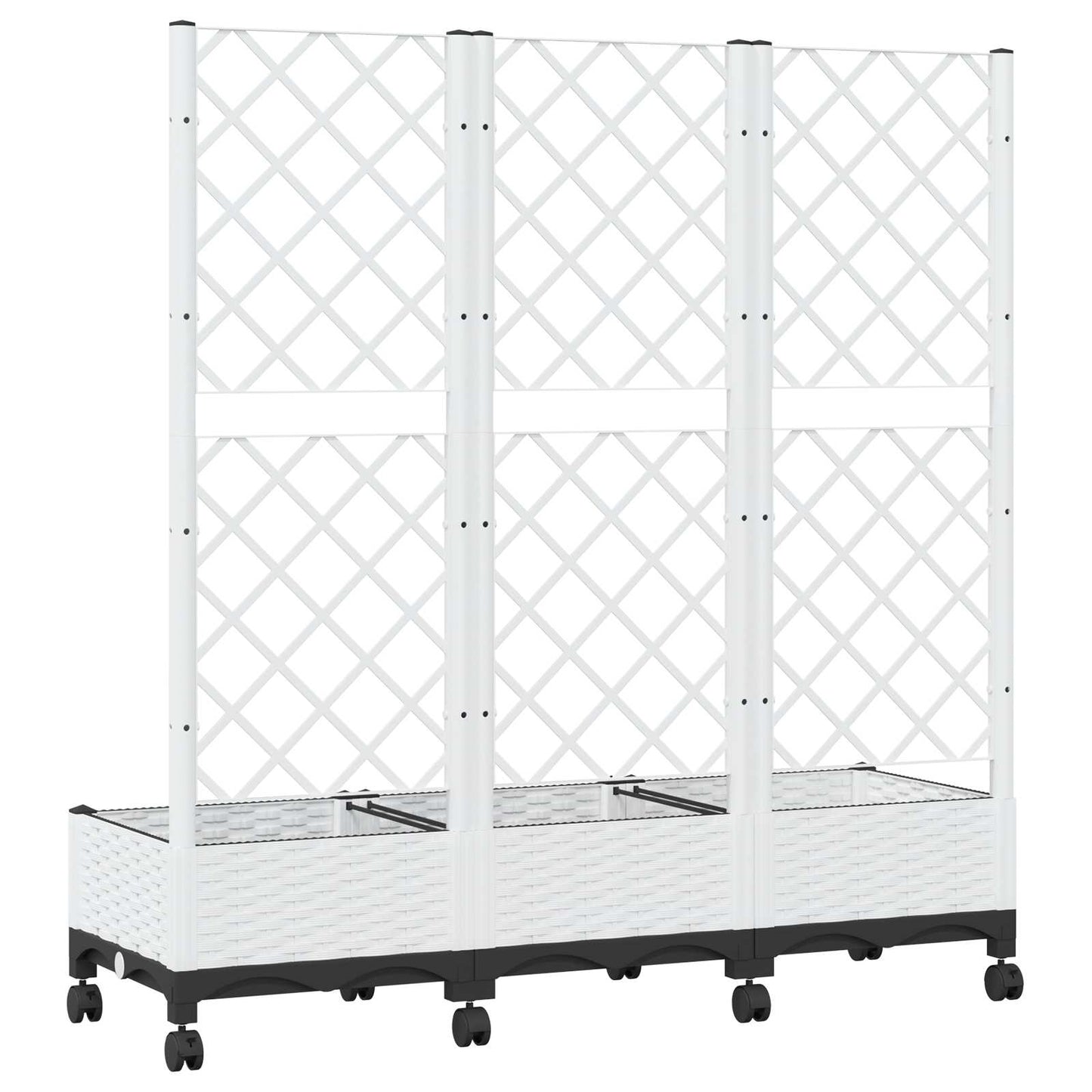 Hageplanter med espalier og hjul Hvit 120 x 40 x 131,5 cm PP