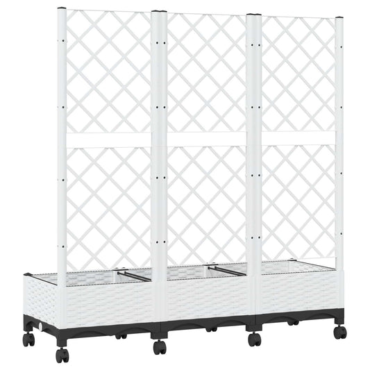 Hageplanter med espalier og hjul Hvit 120 x 40 x 131,5 cm PP