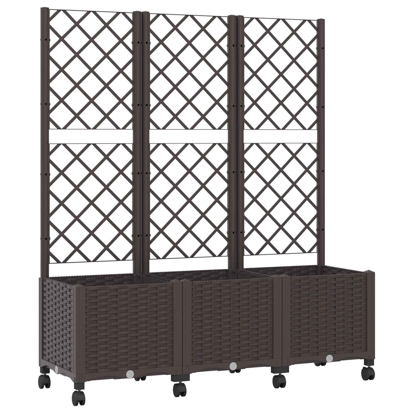 Hageplanter med espalier og hjul Brun 120 x 40 x 146 cm PP